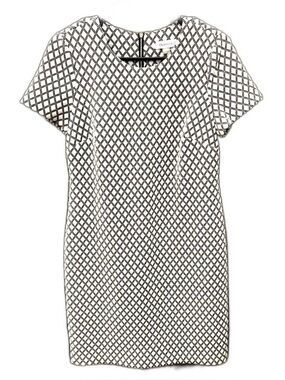 Calvin Klein short-sleeve sheath dress white black quilted size 14 new w tags